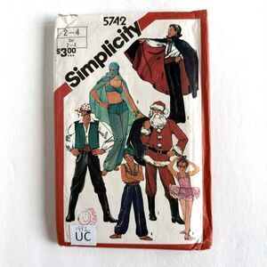 Kids Costume Pattern Simplicity 5742 Santa Pirate Dracula Ballerina Genie Sz 2-4